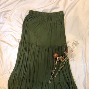 Earthbound Olive Green Long Skirt